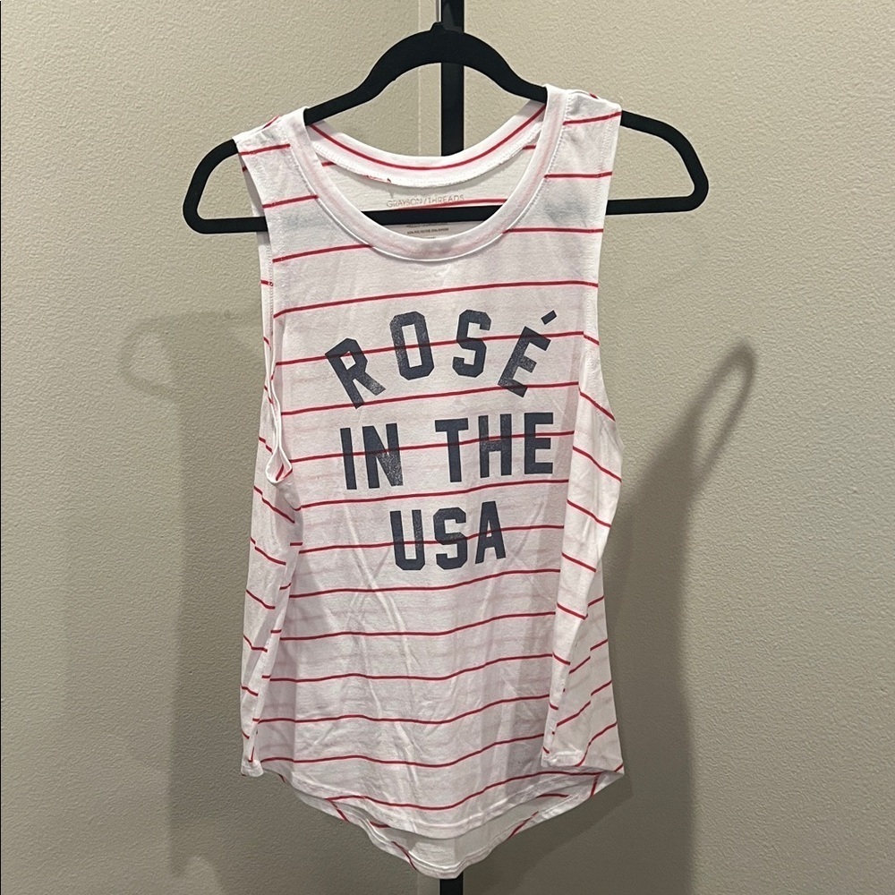 Grayson Threads White and Red Striped Muscle Tee